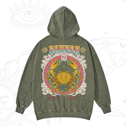 Purplehecate Cancer Cosmic Zodiac Washed Hoodie