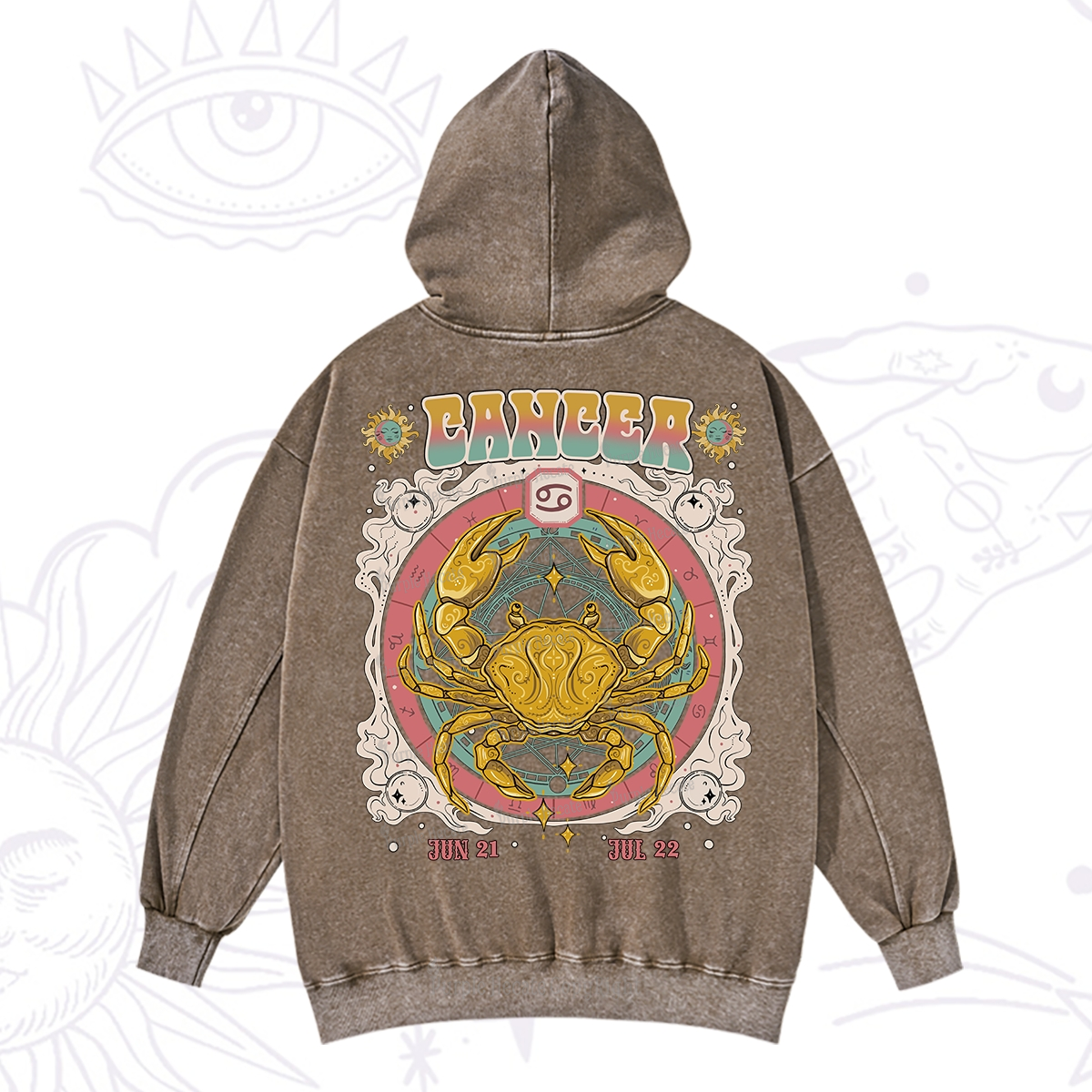 Purplehecate Cancer Cosmic Zodiac Washed Hoodie