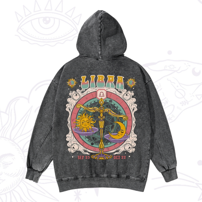 Purplehecate Libra Cosmic Zodiac Washed Hoodie