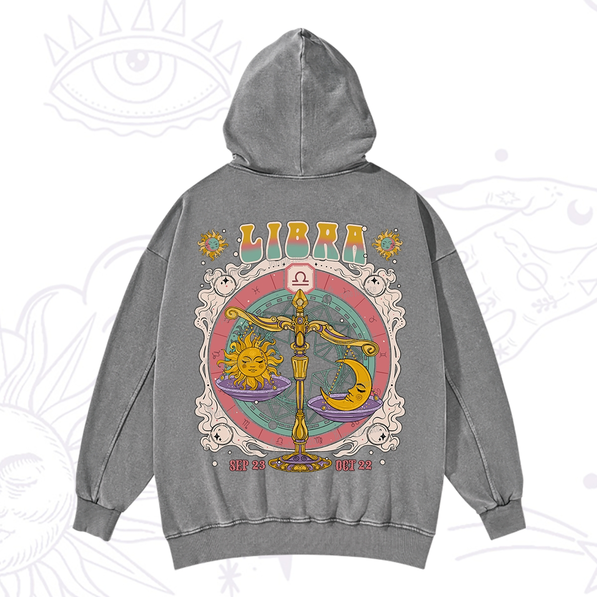 Purplehecate Libra Cosmic Zodiac Washed Hoodie