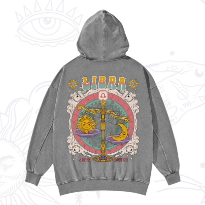 Purplehecate Libra Cosmic Zodiac Washed Hoodie