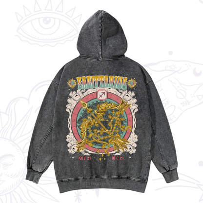 Purplehecate Sagittarius Cosmic Zodiac Washed Hoodie
