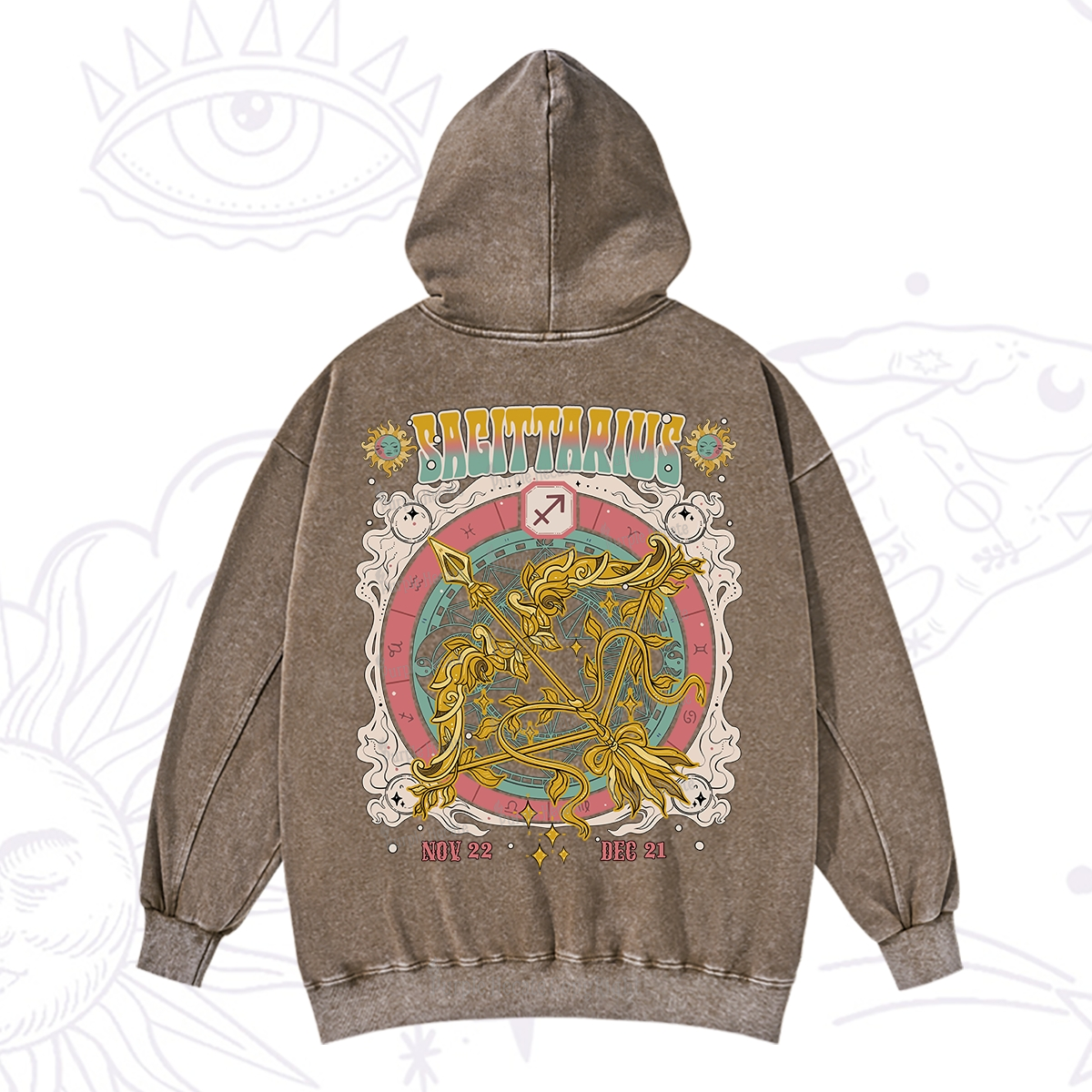 Purplehecate Sagittarius Cosmic Zodiac Washed Hoodie