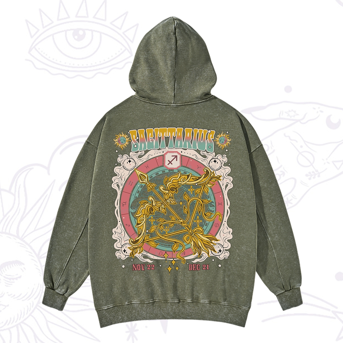 Purplehecate Sagittarius Cosmic Zodiac Washed Hoodie