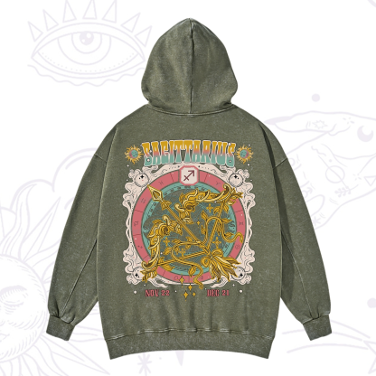 Purplehecate Sagittarius Cosmic Zodiac Washed Hoodie