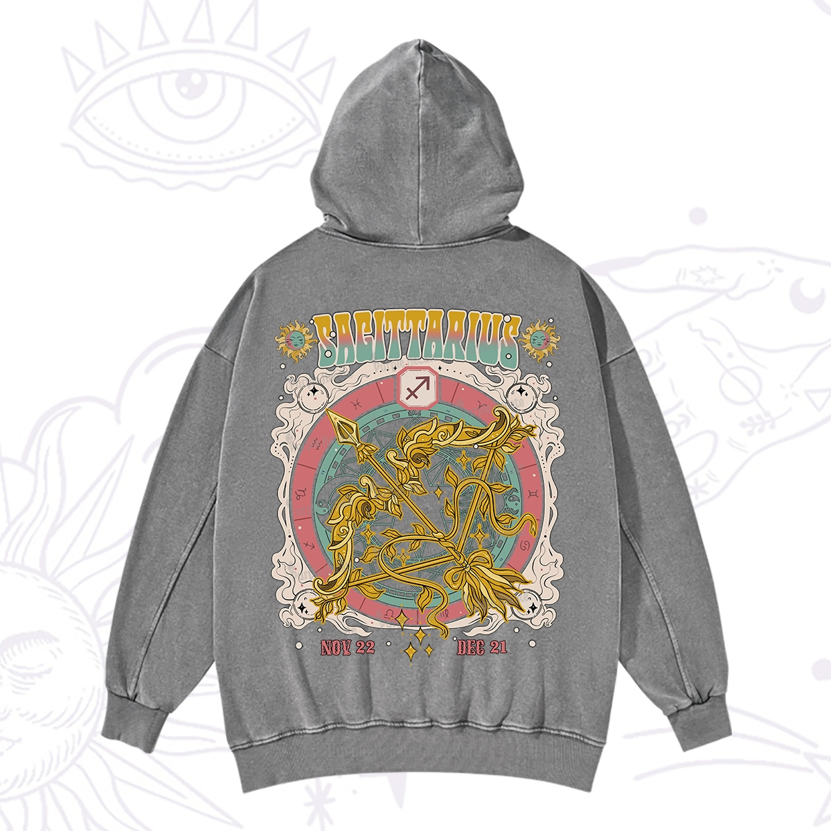Purplehecate Sagittarius Cosmic Zodiac Washed Hoodie