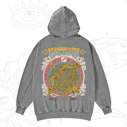 Purplehecate Sagittarius Cosmic Zodiac Washed Hoodie