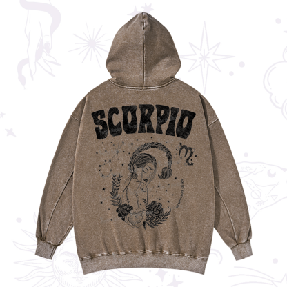 Purplehecate Scorpio Zodiac Glyphs  Washed Hoodie