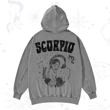Purplehecate Scorpio Zodiac Glyphs  Washed Hoodie