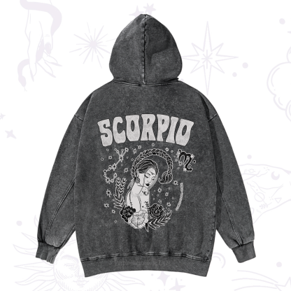 Purplehecate Scorpio Zodiac Glyphs  Washed Hoodie