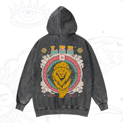 Purplehecate Leo Cosmic Zodiac Washed Hoodie
