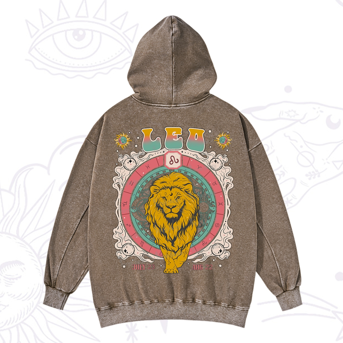 Purplehecate Leo Cosmic Zodiac Washed Hoodie
