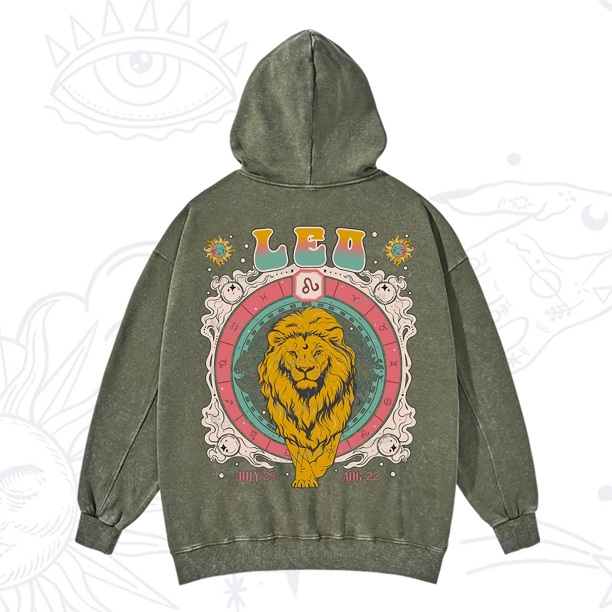 Purplehecate Leo Cosmic Zodiac Washed Hoodie