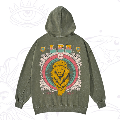 Purplehecate Leo Cosmic Zodiac Washed Hoodie
