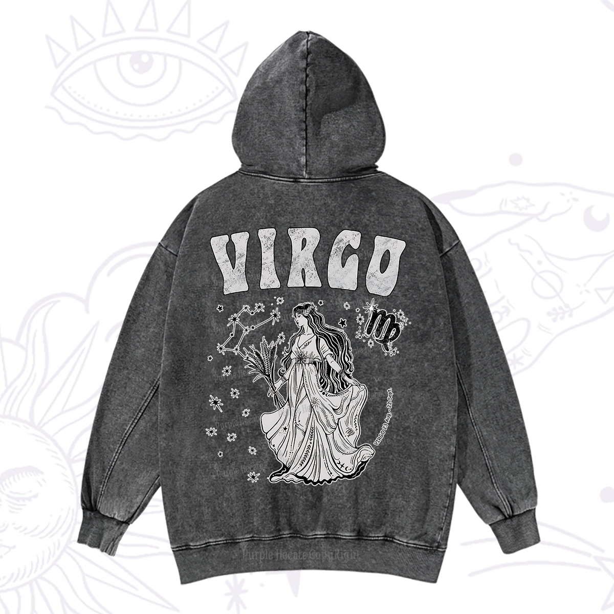 Purplehecate Virgo Starshine Zodiac Washed Hoodie