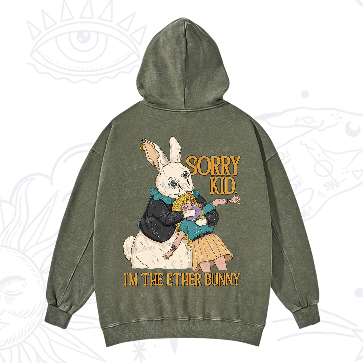 Purplehecate Sorry Kid I'm Easter Bunny Washed Hoodie