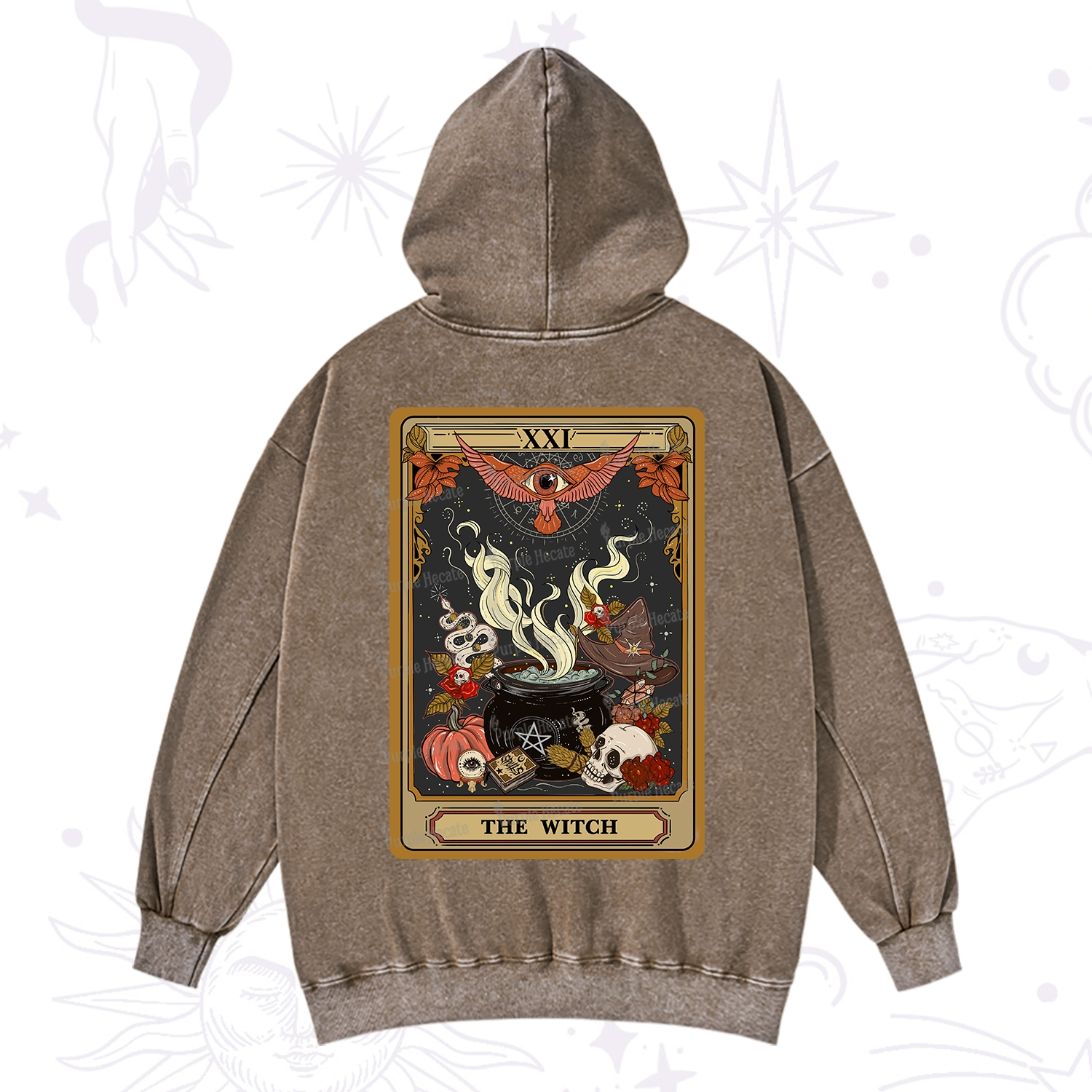 Purplehecate The Witch Magical Tarot Washed Hoodie