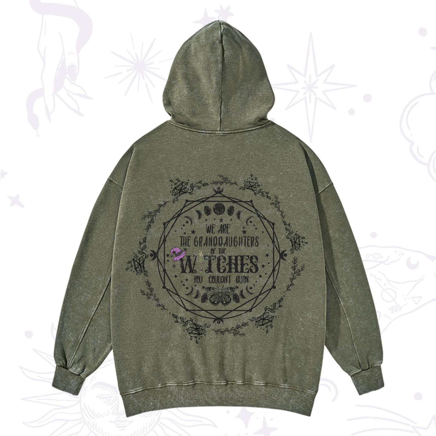 Purplehecate We Are the Granddaughters of the Witches You Could Not Burn Washed Hoodie