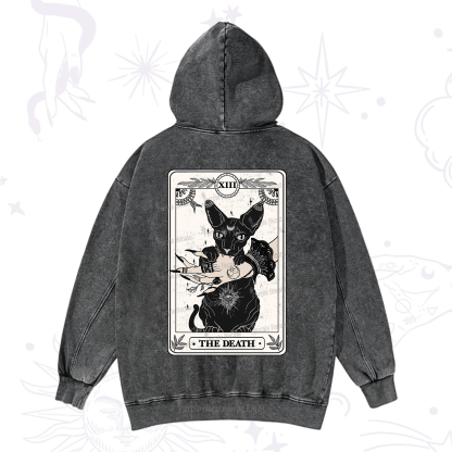 Purplehecate The Death Cat Tarot Washed Hoodie