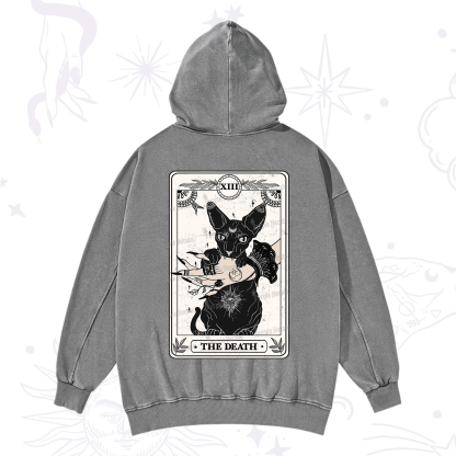 Purplehecate The Death Cat Tarot Washed Hoodie