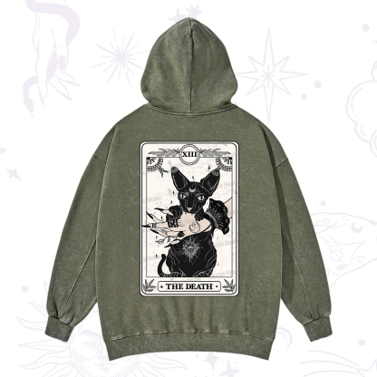 Purplehecate The Death Cat Tarot Washed Hoodie