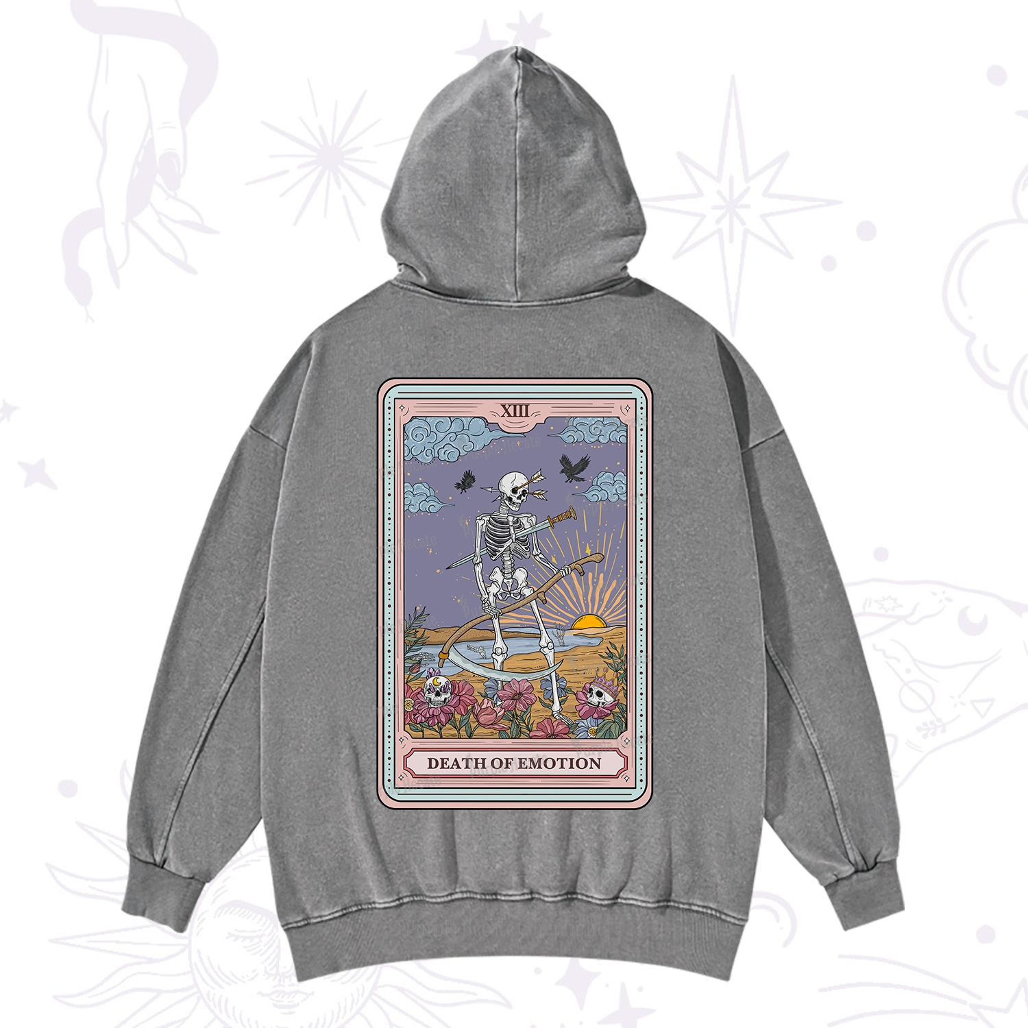Purplehecate The Death Of Emotion Tarot Washed Hoodie