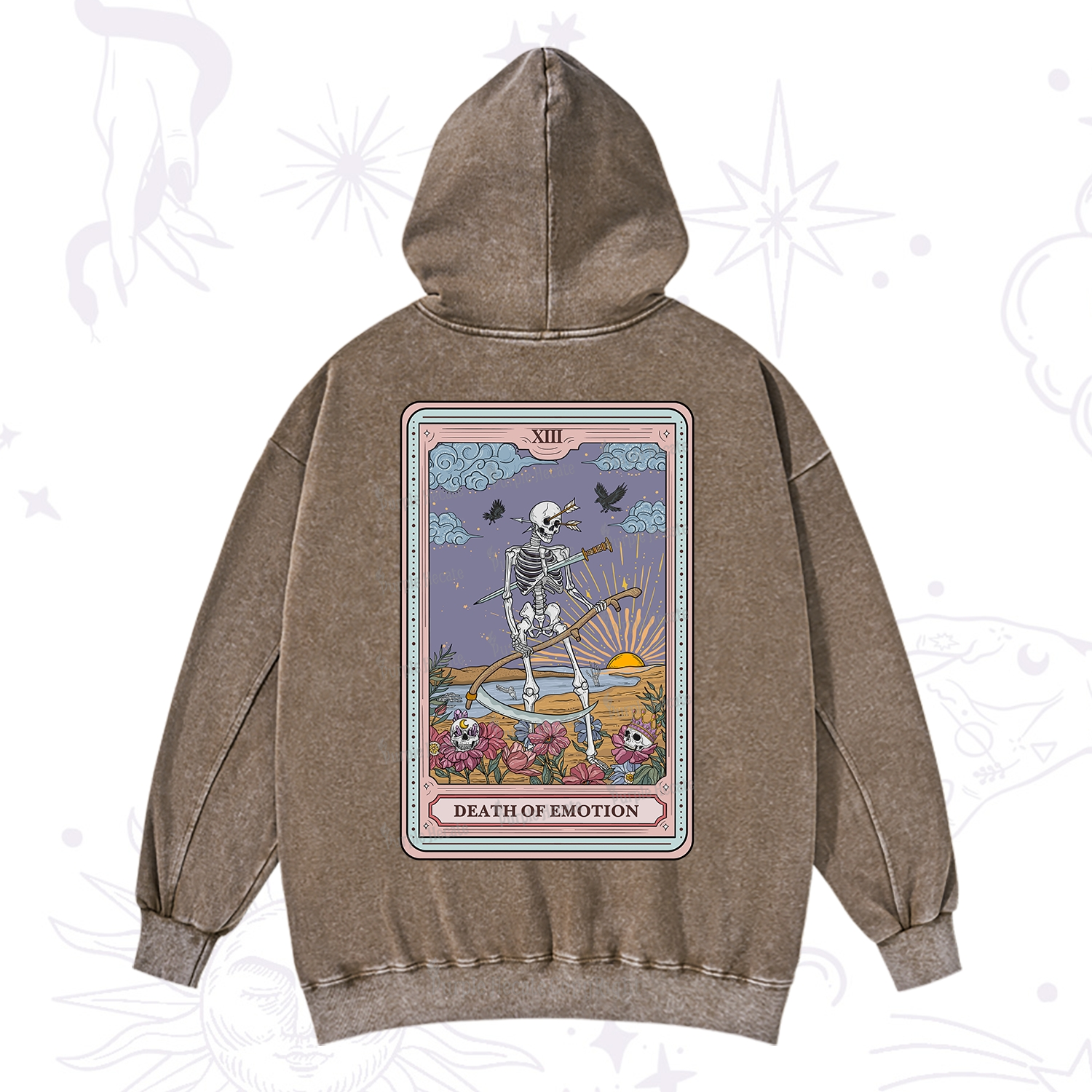 Purplehecate The Death Of Emotion Tarot Washed Hoodie