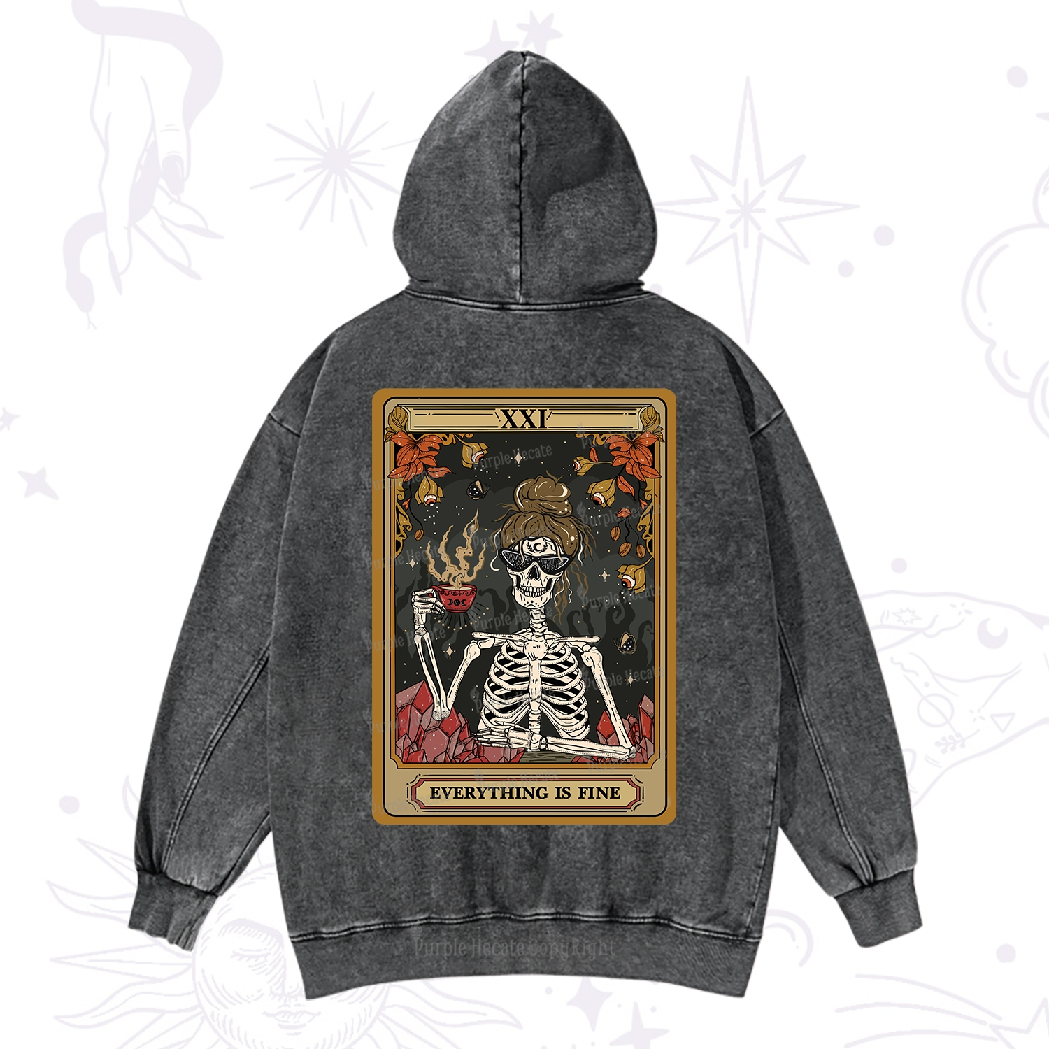 Purplehecate The Everything Fine Tarot Washed Hoodie
