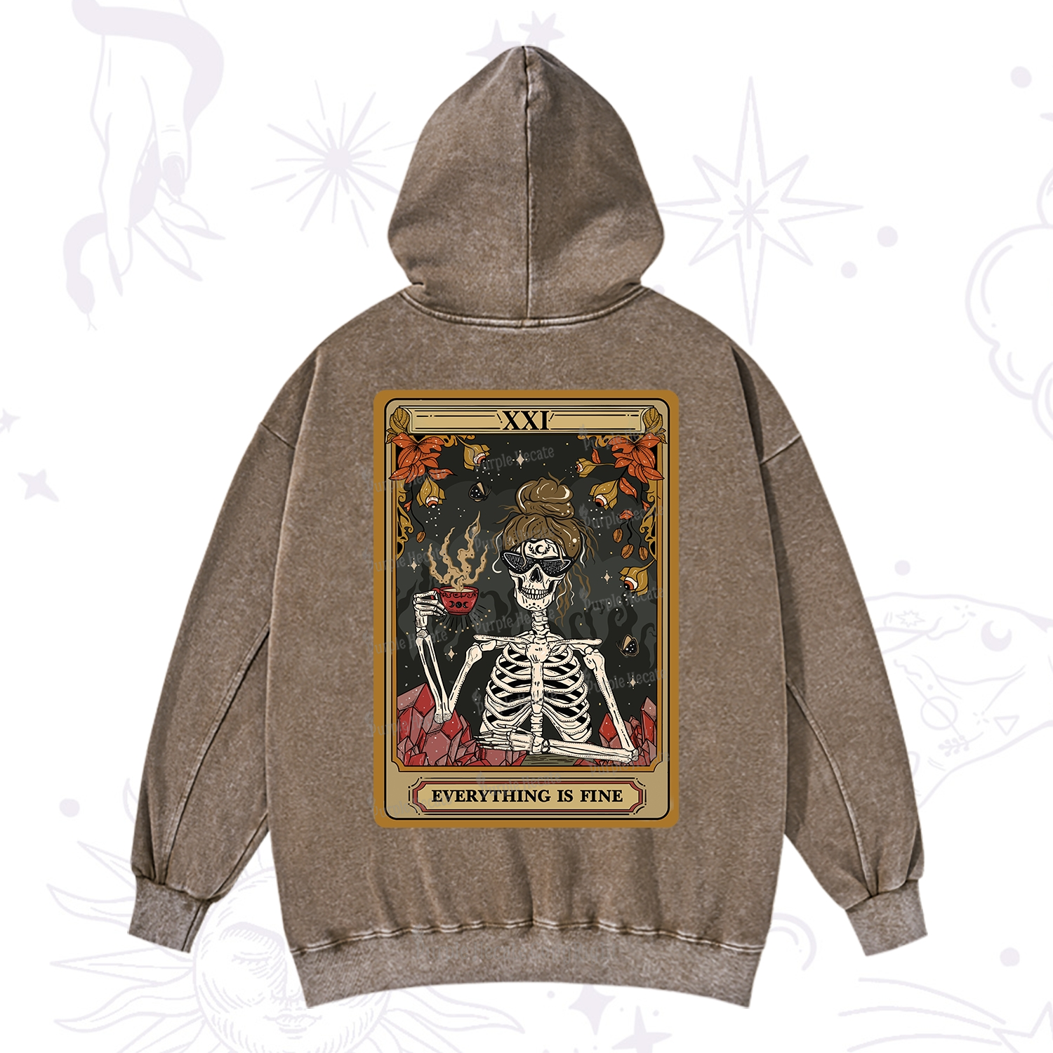 Purplehecate The Everything Fine Tarot Washed Hoodie
