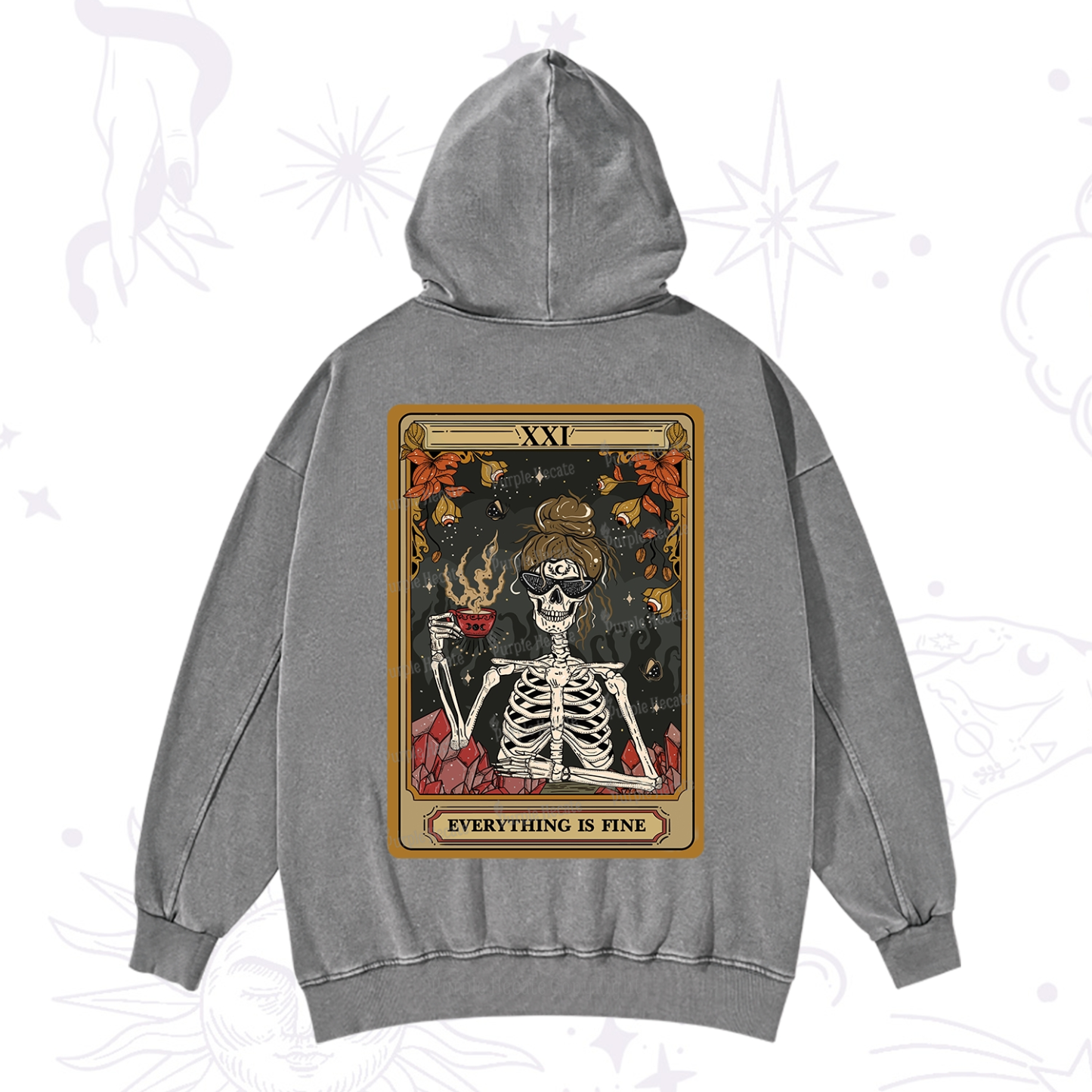 Purplehecate The Everything Fine Tarot Washed Hoodie