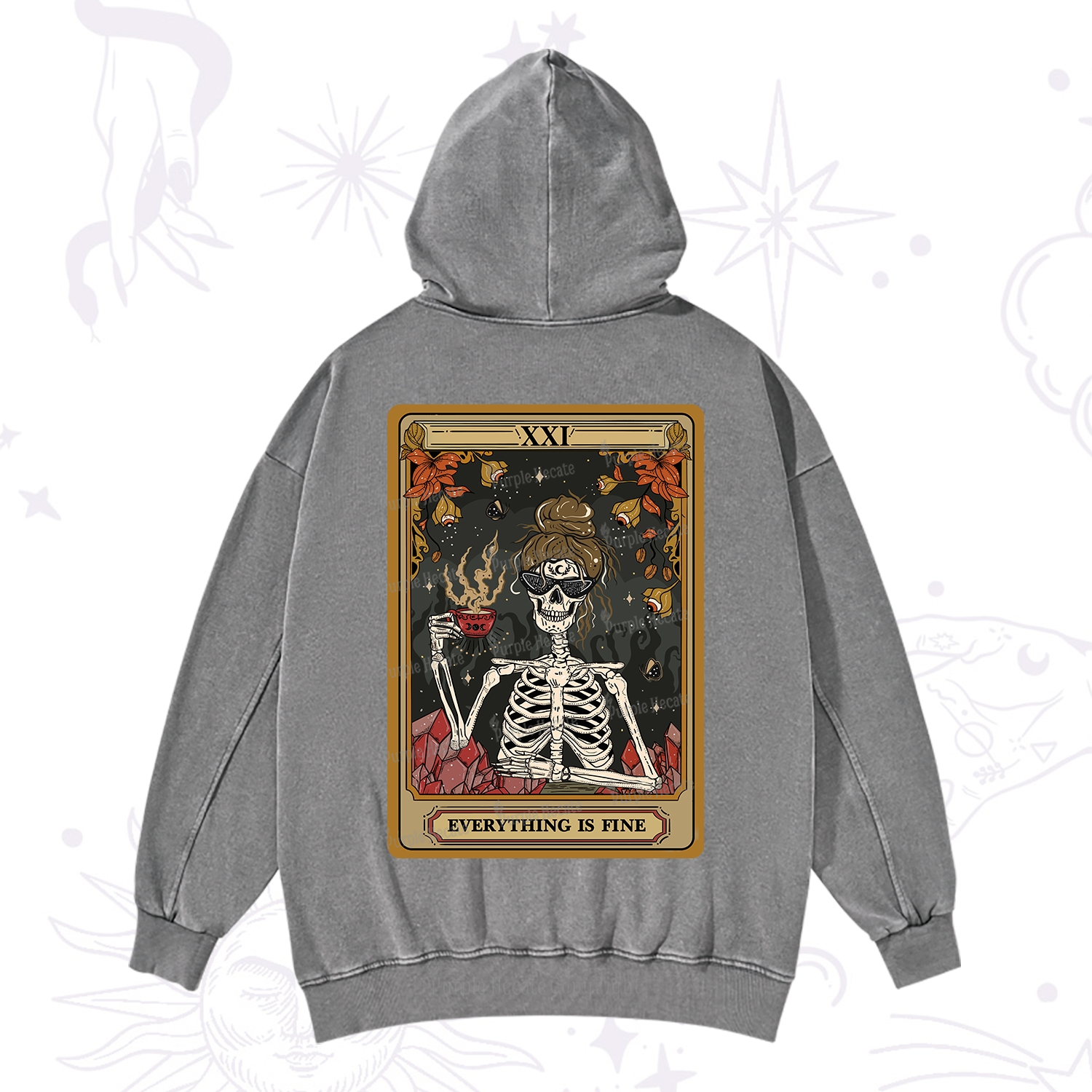 Purplehecate The Everything Fine Tarot Washed Hoodie