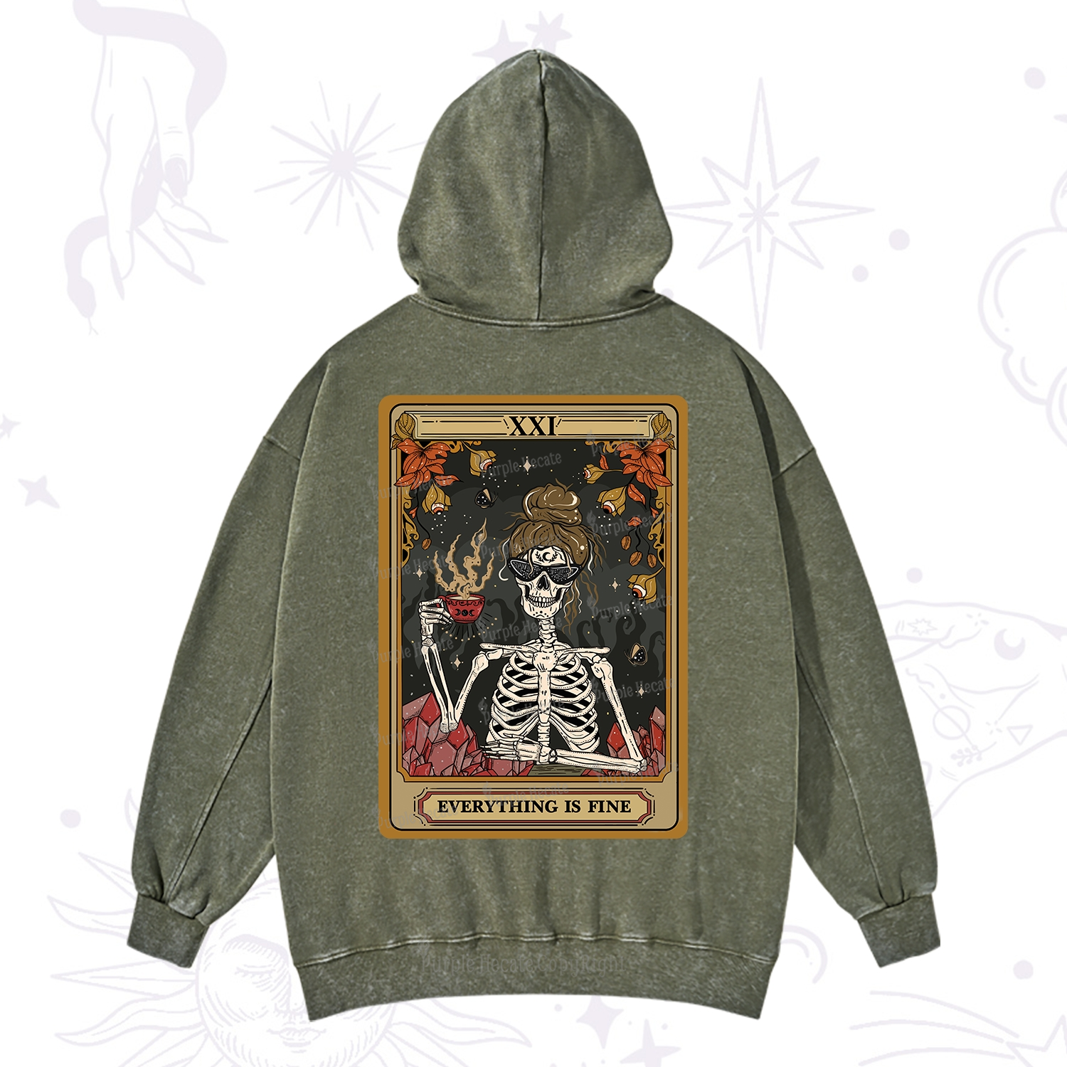 Purplehecate The Everything Fine Tarot Washed Hoodie