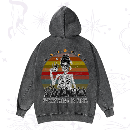 Purplehecate Everything Is Fine Skeleton Washed Hoodie