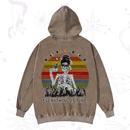 Purplehecate Everything Is Fine Skeleton Washed Hoodie