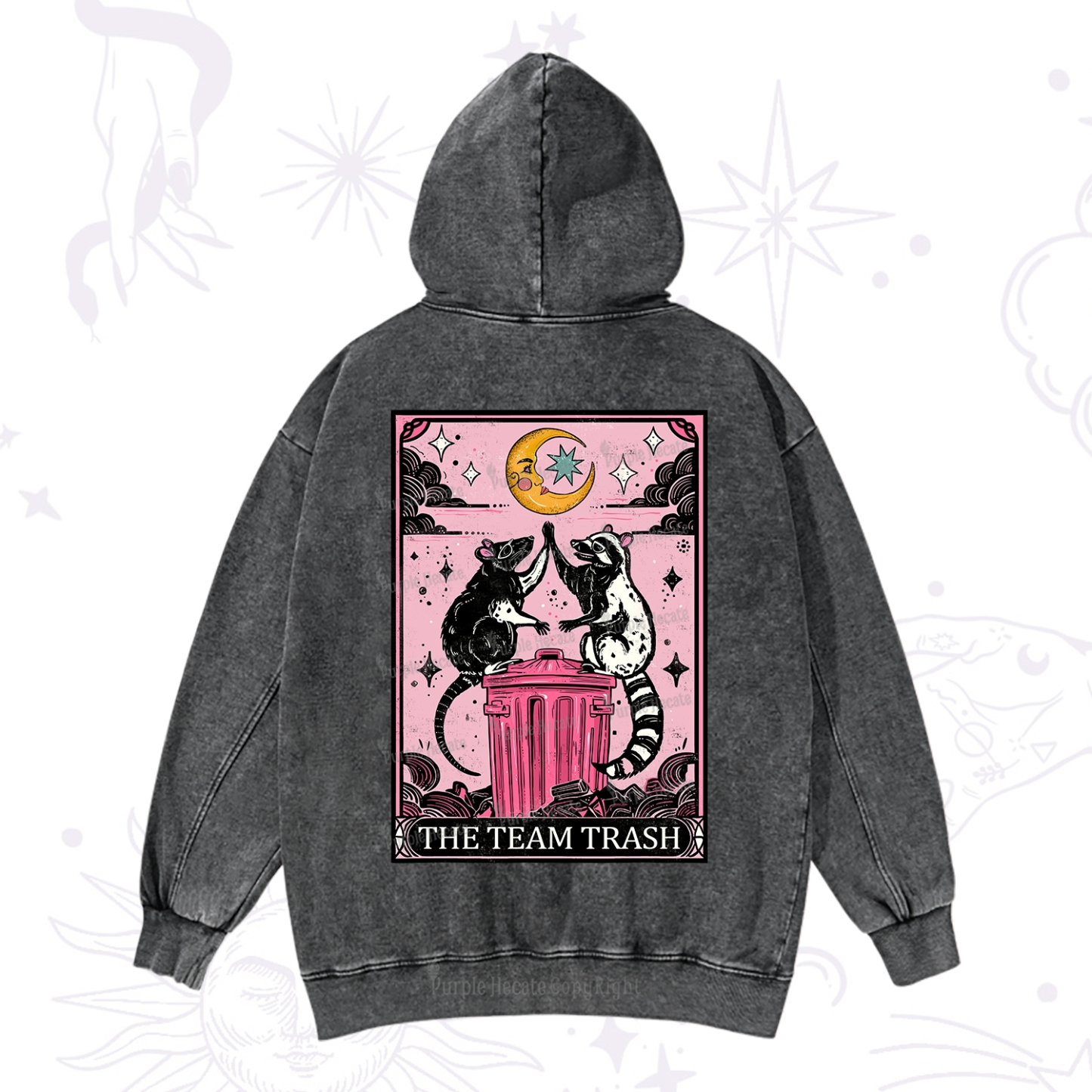 Magic Purplehecate The Team Trash Opossum Tarot Washed Hoodie