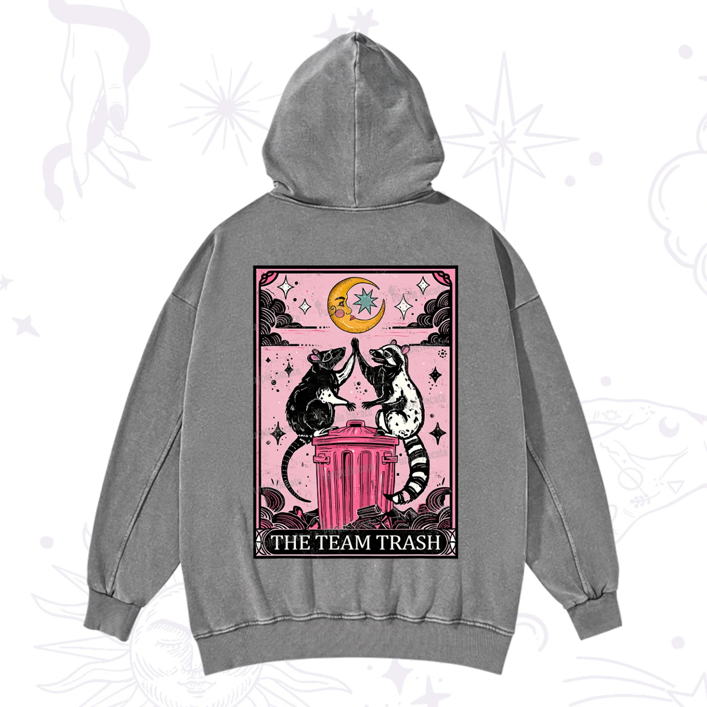 Purplehecate The Team Trash Opossum tarot Washed Hoodie