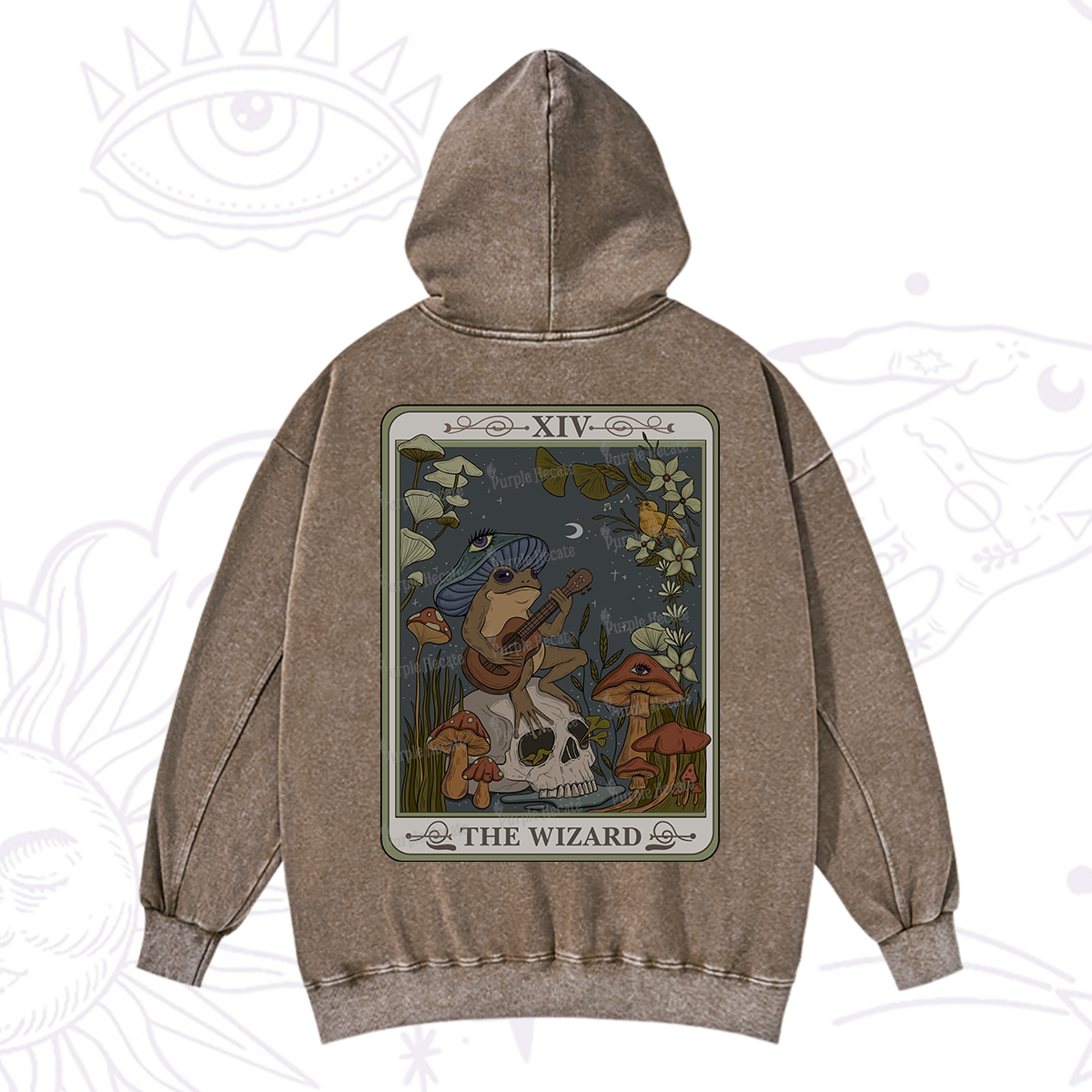 Purplehecate The Wizard Tarot Washed Hoodie