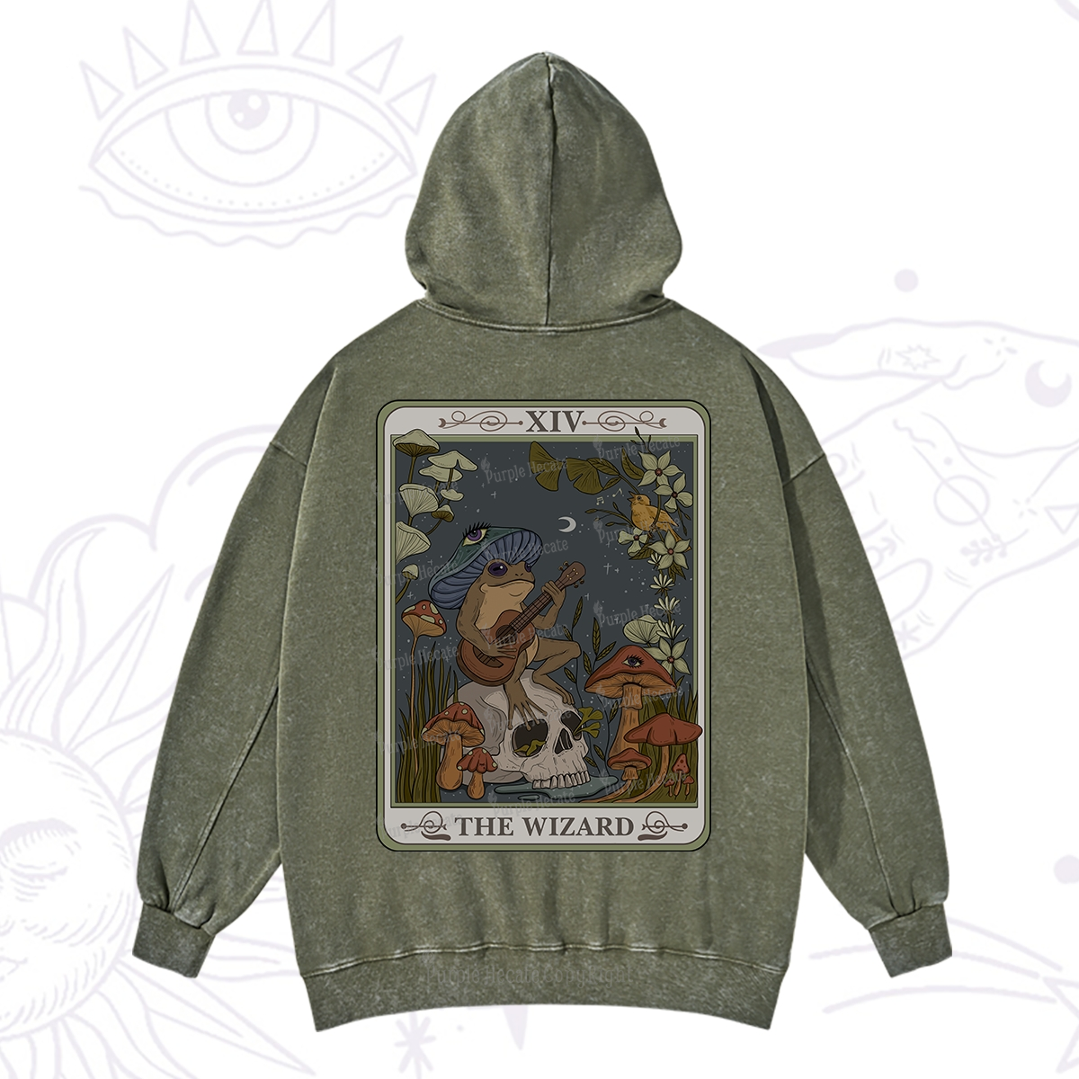 Purplehecate The Wizard Tarot Washed Hoodie