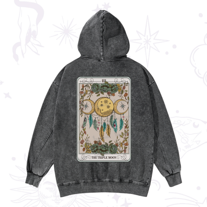 Purplehecate The Triple Moon Tarot Card Washed Hoodie