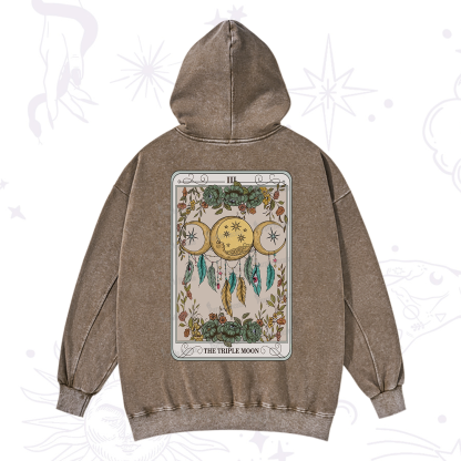 Purplehecate The Triple Moon Tarot Card Washed Hoodie
