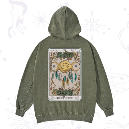 Purplehecate The Triple Moon Tarot Card Washed Hoodie