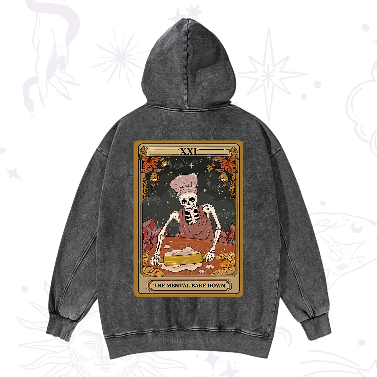 Purplehecate The Mental Bake Down Tarot Washed Hoodie