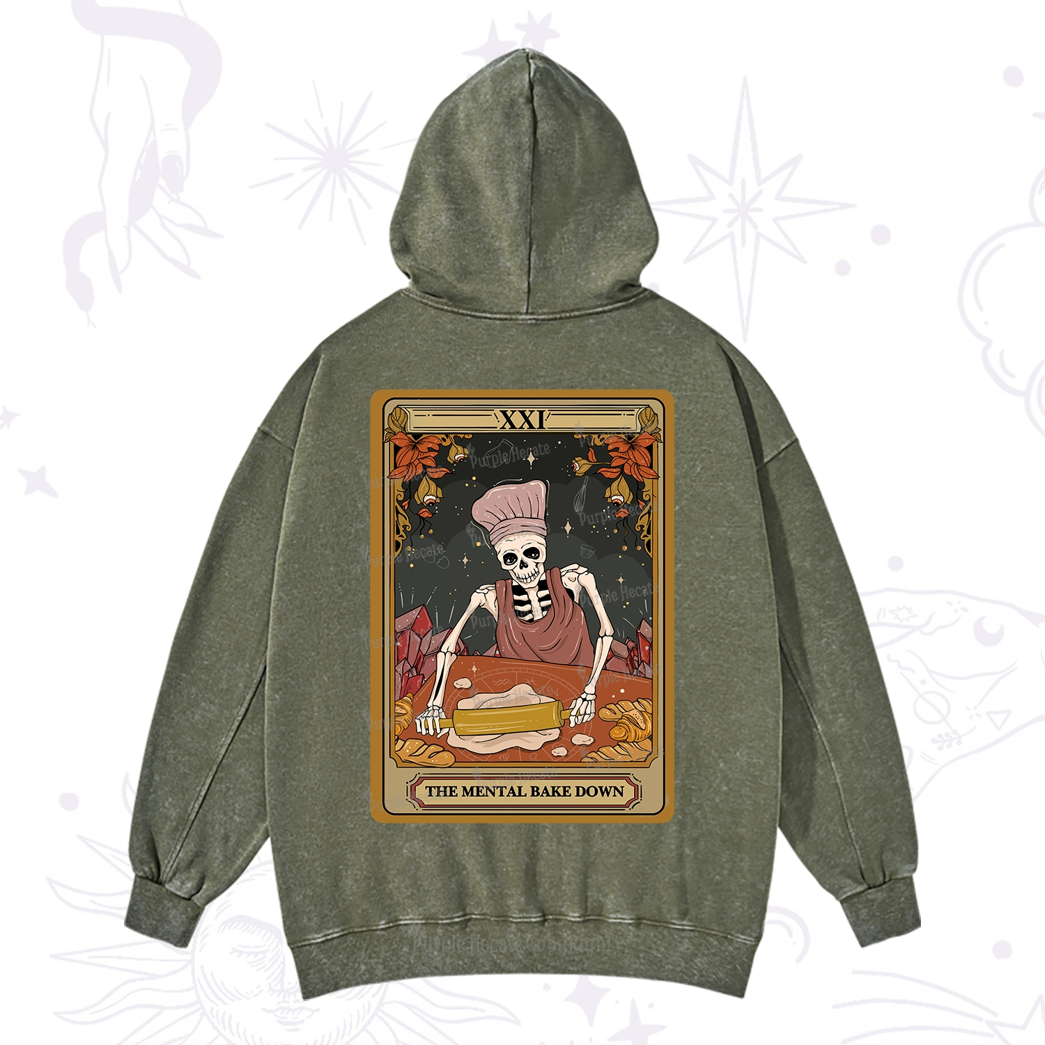 Purplehecate The Mental Bake Down Tarot Washed Hoodie