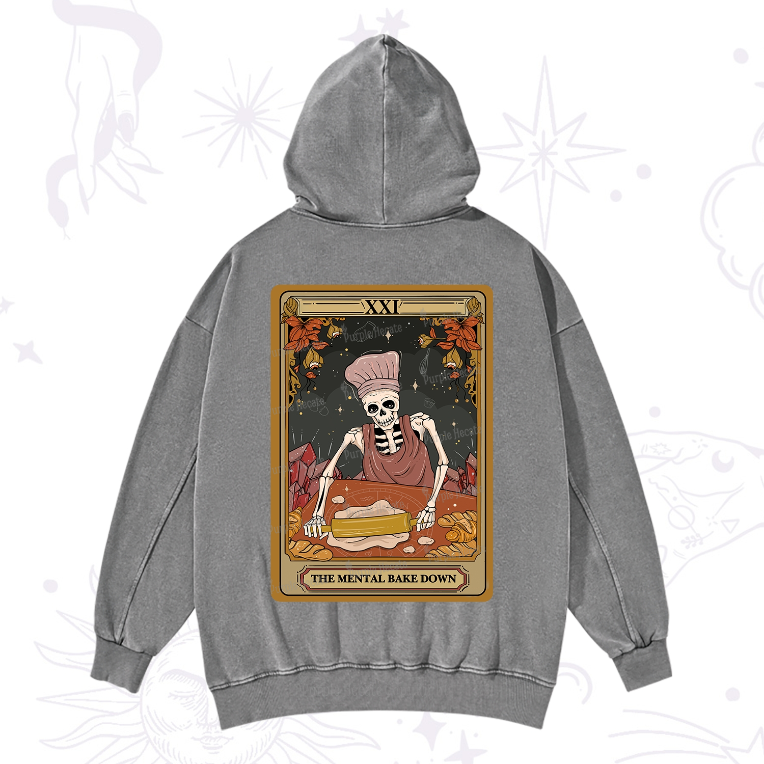 Purplehecate The Mental Bake Down Tarot Washed Hoodie