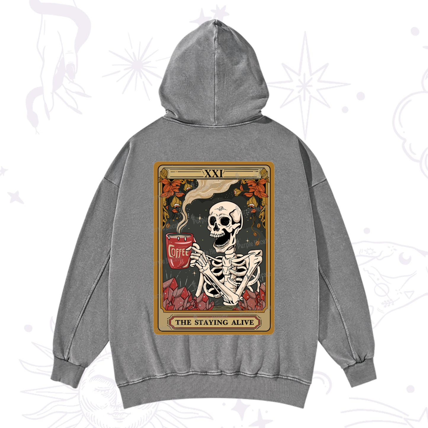 Purplehecate The Stating Alive Tarot Card Washed Hoodie