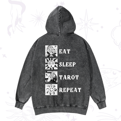Purplehecate Eat Sleep Tarot Repeat Washed Hoodie