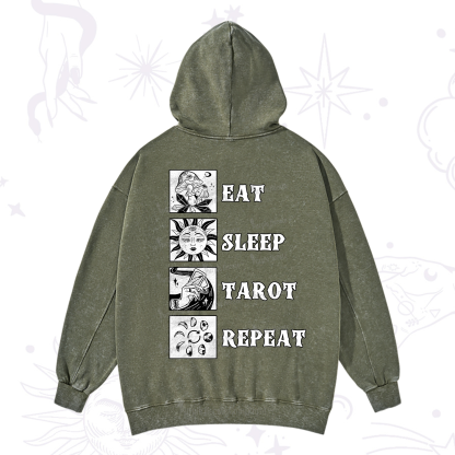 Purplehecate Eat Sleep Tarot Repeat Washed Hoodie