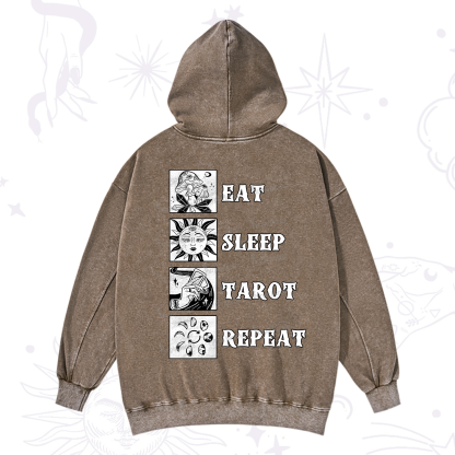 Purplehecate Eat Sleep Tarot Repeat Washed Hoodie