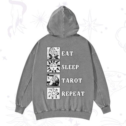Purplehecate Eat Sleep Tarot Repeat Washed Hoodie