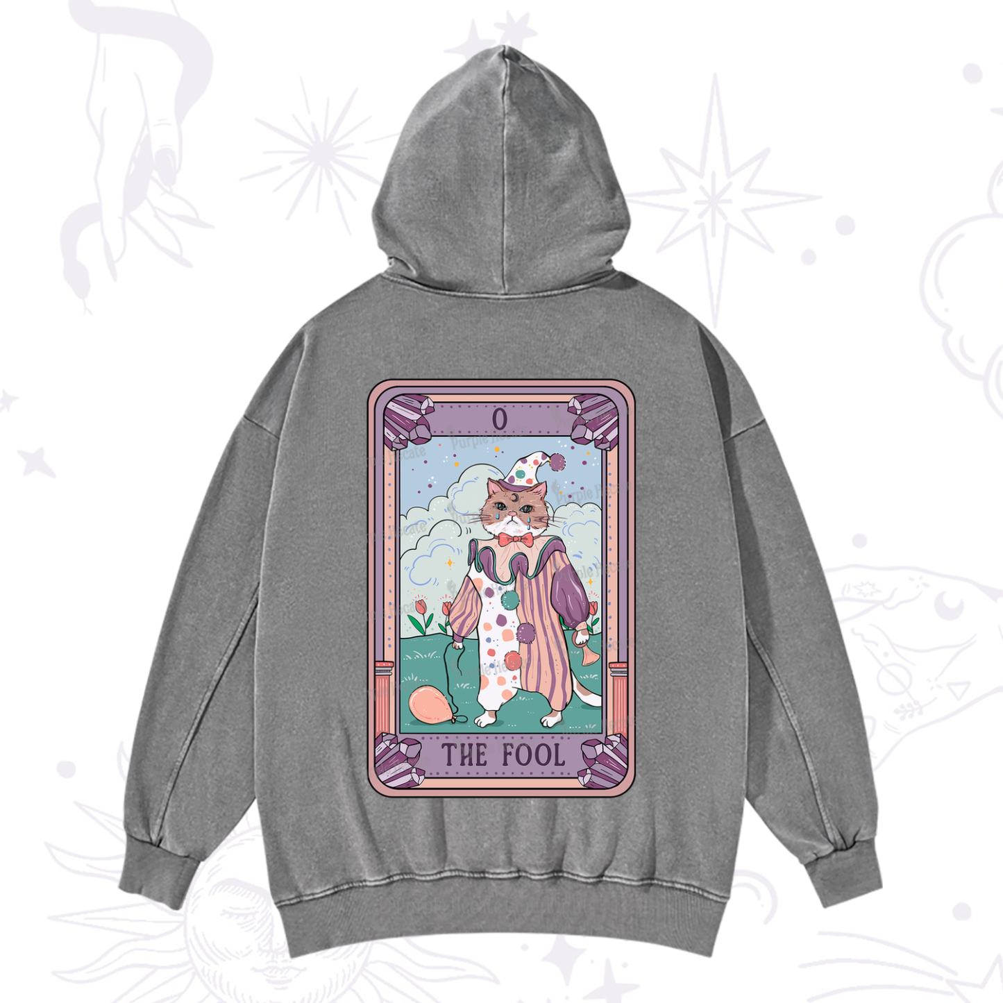Purplehecate The Fool Tarot Card Washed Hoodie